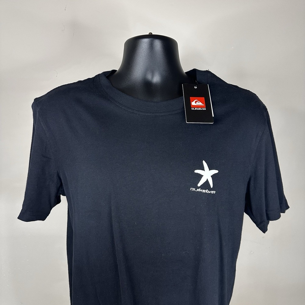 Quiksilver Starfish T-Shirt Men's Small Black Casual Beach Surf‎ Cotton NWT $40